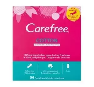 CAREFREE COTTON FRAGRANCE-FREE PANTY LINERS 56 PIECES