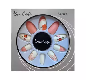 DENI CARTE ARTIFICIAL NAILS SET ART LINE BEIGE 24 PCS. + ADHESIVE 2G 3308