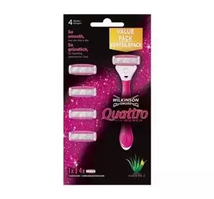 WILKINSON SWORD QUATTRO FOR WOMEN RAZOR WITH BLADE REFILLS 5CS