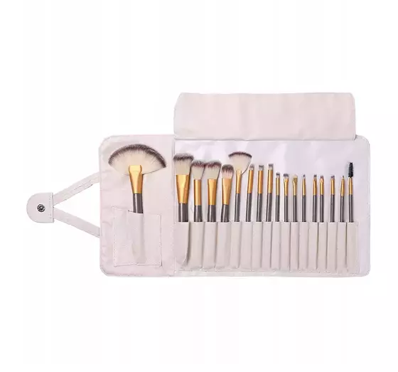 A SET OF 18 PROFESSIONAL MAKEUP BRUSHES + CASE BAG