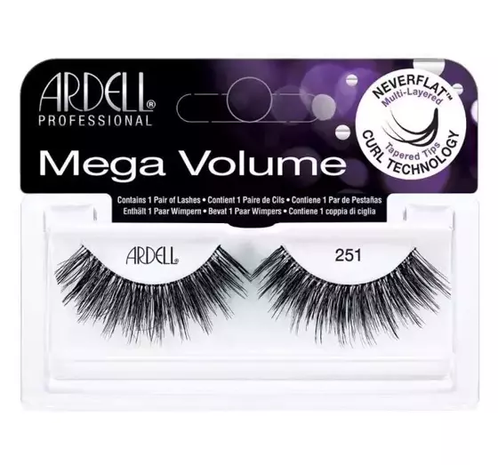 ARDELL MEGA VOLUME BLACK LASHES FALSE EYELASHES ON STRIP 251