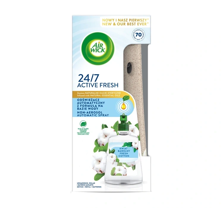 Air Wick 24/7 Active Fresh automatic air freshener set +  Cotton refill