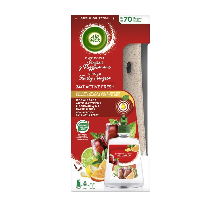 Air Wick 24/7 Active Fresh automatic air freshener set + Fruity Sangria refill