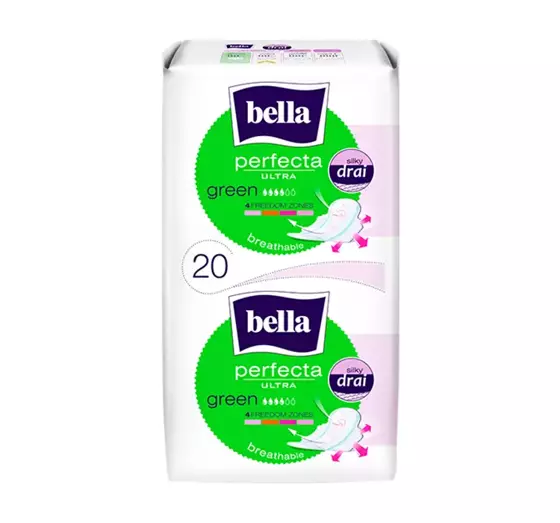 BELLA PERFECTA ULTRA GREEN FEMINE PADS WITH WINGS 20 PCS