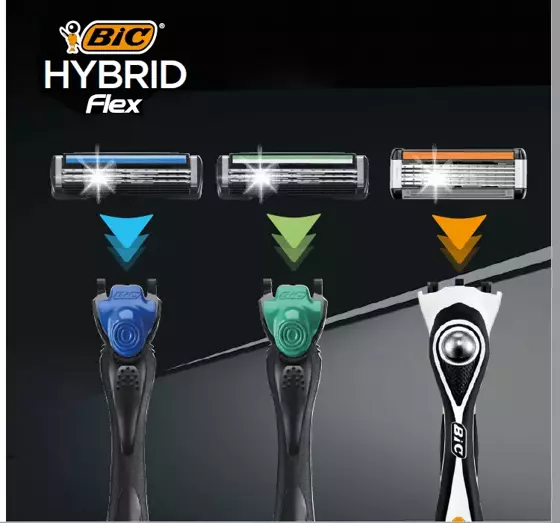 BIC HYBRID FLEX5 MEN'S RAZOR + 1 CARTRIDGE