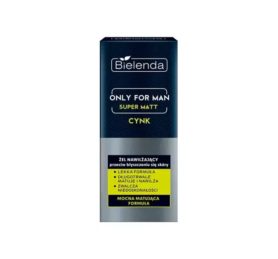 BIELENDA ONLY FOR MAN SUPER MATT ZINC MOISTURIZING GEL AGAINST SKIN SHINE 50ML