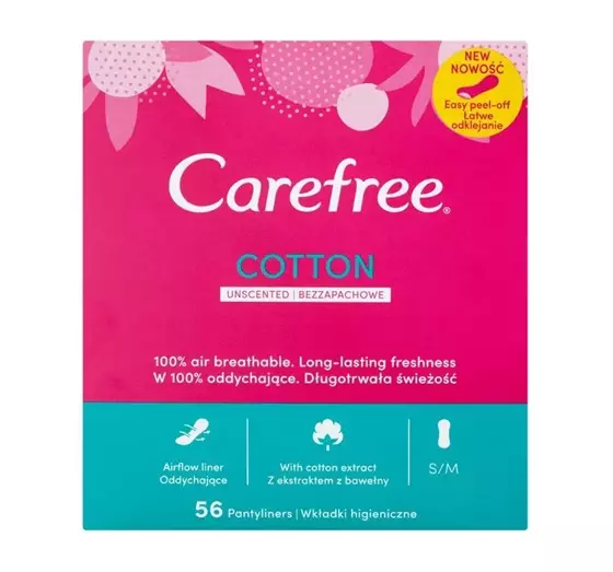 CAREFREE COTTON FRAGRANCE-FREE PANTY LINERS 56 PIECES