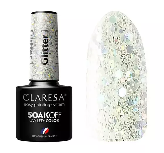 CLARESA SOAK OFF HYBRID NAIL POLISH GLITTER 1 5ML