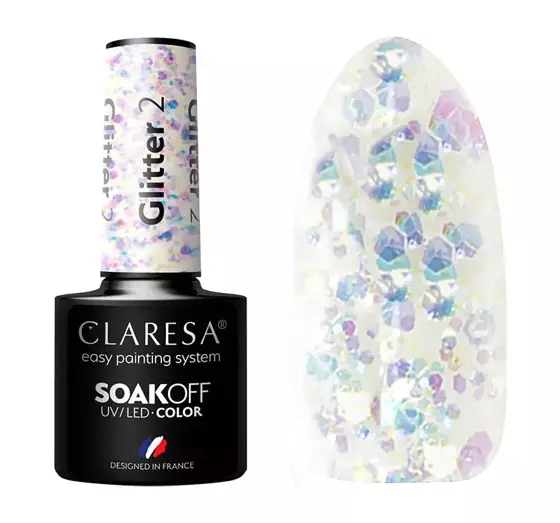 CLARESA SOAK OFF HYBRID NAIL POLISH GLITTER 2 5ML