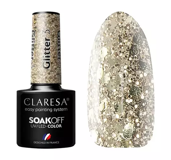 CLARESA SOAK OFF HYBRID NAIL POLISH GLITTER 3 5ML