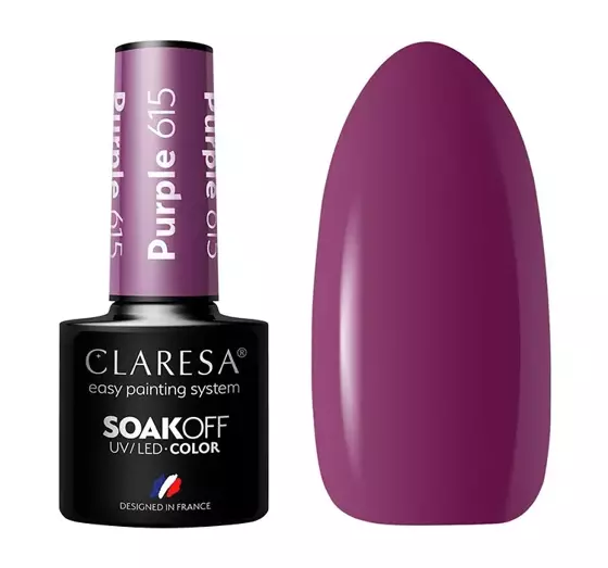 CLARESA SOAK OFF HYBRID NAIL POLISH PURPLE 615 5ML