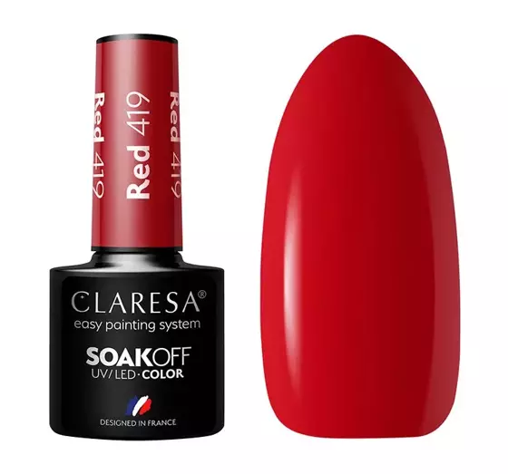 CLARESA SOAK OFF HYBRID NAIL POLISH RED 419 5ML