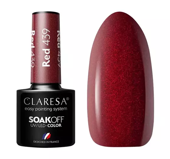 CLARESA SOAK OFF HYBRID NAIL POLISH RED 439 5ML