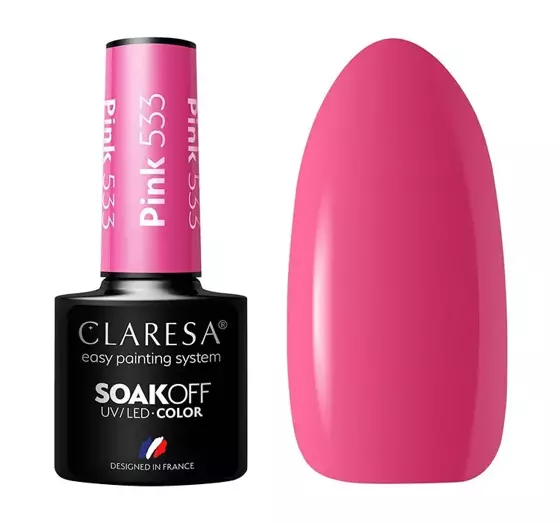 CLARESA SOAK OFF UV HYBRID NAIL POLISH PINK 533 5ML