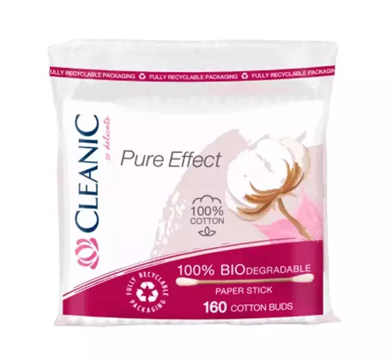 CLEANIC PURE EFFECT COTTON SWABS 160 PCS