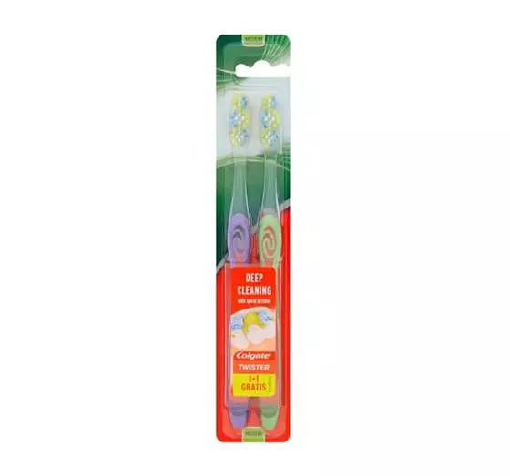 COLGATE TWISTER DEEP CLEANING TOOTHBRUSH MEDIUM 1+1