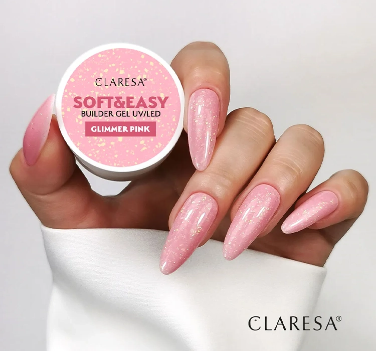 Claresa Soft & Easy builder gel Glimmer Pink 45g