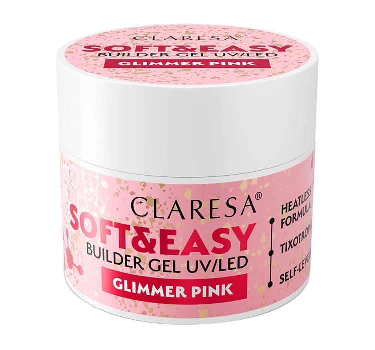 Claresa Soft & Easy builder gel Glimmer Pink 90g