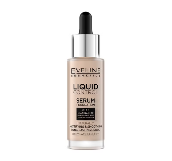 EVELINE LIQUID CONTROL HD MATTIFYING FACE FOUNDATION WITH NIACINAMIDE 010 LIGHT BEIGE 32ML