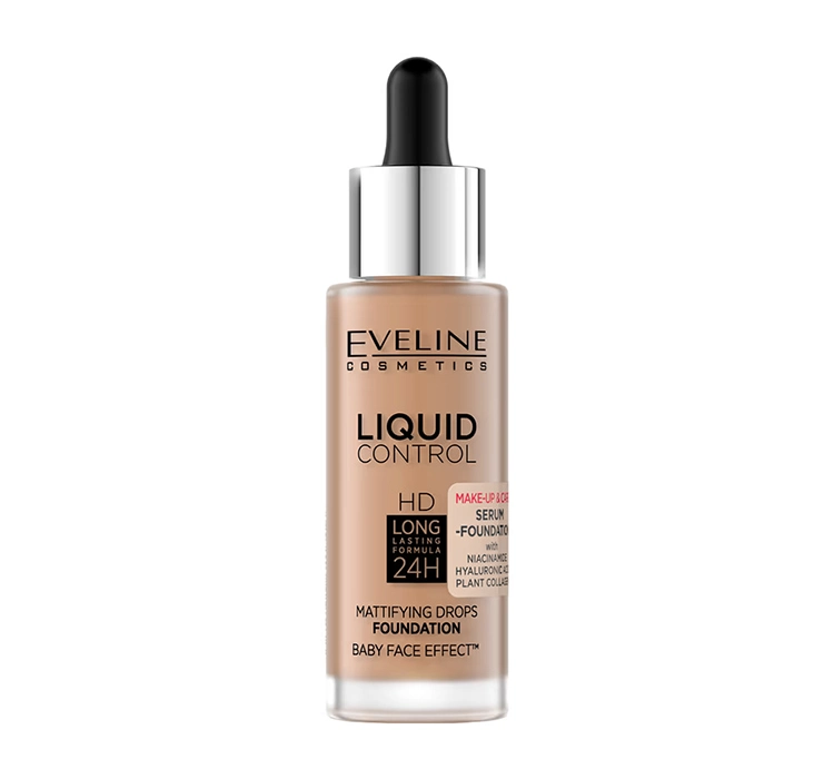 EVELINE LIQUID CONTROL HD MATTIFYING FACE FOUNDATION WITH NIACINAMIDE 060 SUNNY BEIGE 32ML