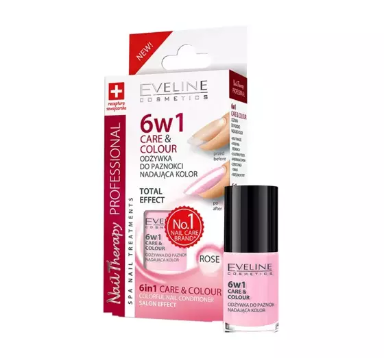 EVELINE NAIL THERAPY 6IN1 CARE & COLOUR SALON EFFECT NAIL CONDITIONER ROSE 5ML