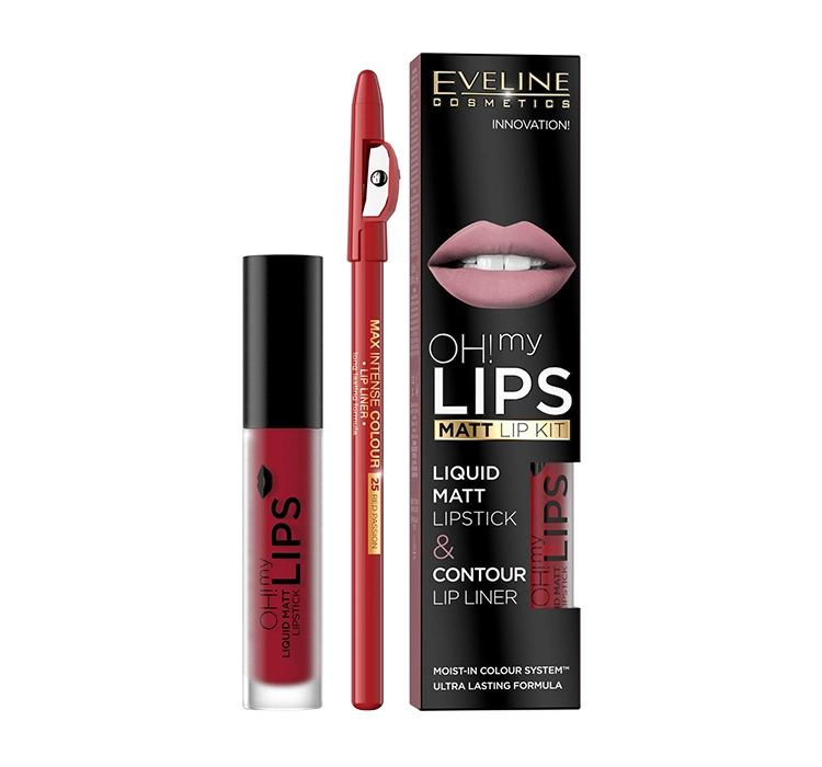 EVELINE OH MY LIPS LIQUID LIPSTICK AND LIP LINER 17 FLAMENCO RED