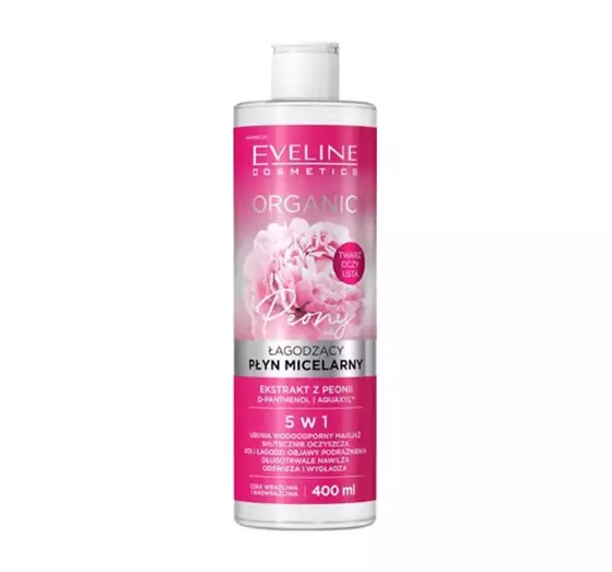 EVELINE ORGANIC PEONY SOOTHING MICELLAR WATER MAKE-UP REMOVER 5IN1 400ML