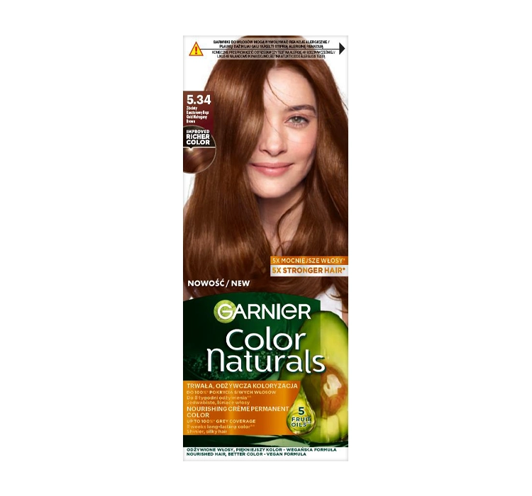 GARNIER COLOR NATURALS PERMANENT HAIR COLOUR 5.34 GOLD MAHOGANY BROWN