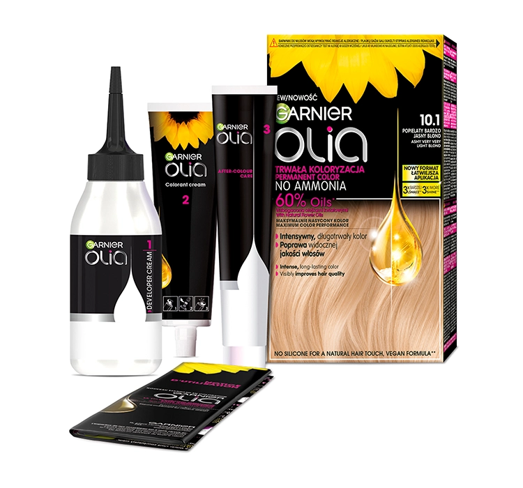 GARNIER OLIA PERMANENT HAIR COLOR NO AMMONIA 10.1 ASHY VERY LIGHT BLONDE