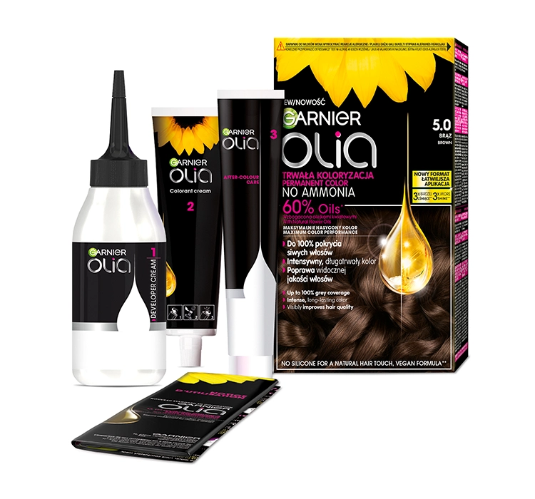 GARNIER OLIA PERMANENT HAIR COLOR NO AMMONIA 5.0 BROWN