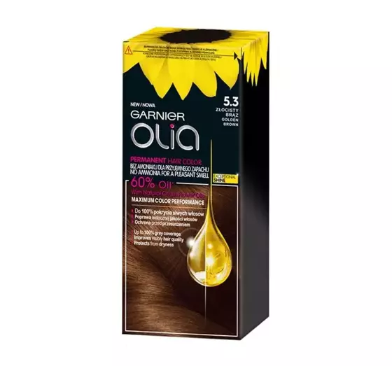 GARNIER OLIA PERMANENT HAIR COLOR NO AMMONIA 5.3 GOLDEN BROWN