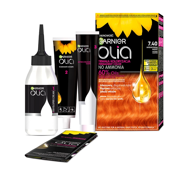 GARNIER OLIA PERMANENT HAIR COLOR NO AMMONIA 7.40 INTENSIVE COPPER