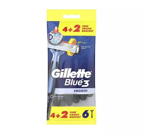 GILLETTE BLUE 3 DISPOSABLE RAZORS 4 + 2 PIECES