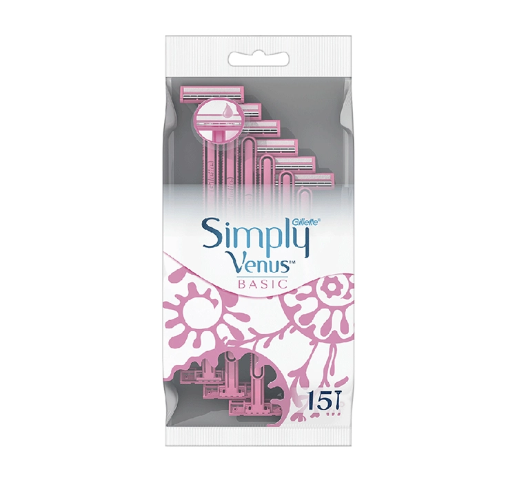 GILLETTE SIMPLY VENUS BASIC DISPOSABLE RAZORS FOR WOMEN 15 PCS