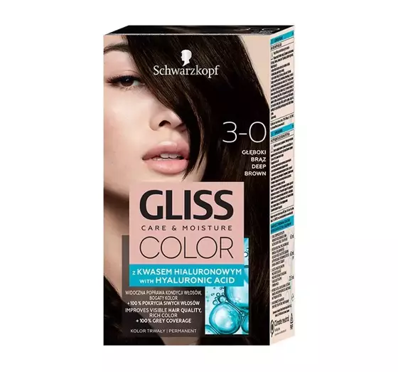 GLISS CARE & MOISTURE COLOR PERMANENT HAIR DYE WITH HYALURONIC ACID 3-0