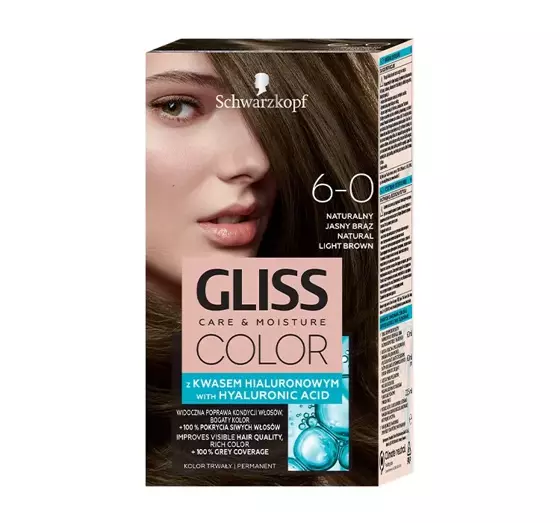 GLISS CARE & MOISTURE COLOR PERMANENT HAIR DYE WITH HYALURONIC ACID 6-0