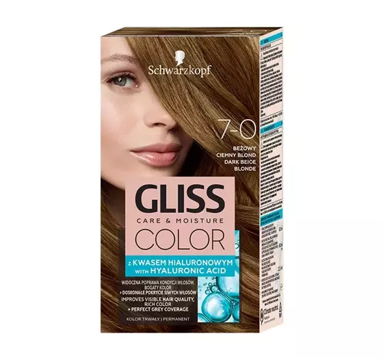 GLISS CARE & MOISTURE COLOR PERMANENT HAIR DYE WITH HYALURONIC ACID 7-0