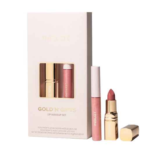 Inglot Gold 'N' Gifts lip makeup set lipstick 4g + lip gloss 6.5ml