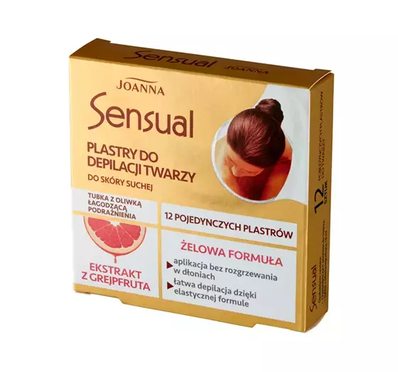 JOANNA SENSUAL FACE GEL WAX STRIPS FOR SENSITIVE SKIN GRAPEFRUIT 12 PIECES