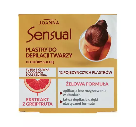 JOANNA SENSUAL FACE GEL WAX STRIPS FOR SENSITIVE SKIN GRAPEFRUIT 12 PIECES