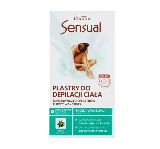 JOANNA SENSUAL LEGS AND BODY WAX STRIPS WITH ALOE FOR SENSITIVE SKIN 12 PIECES