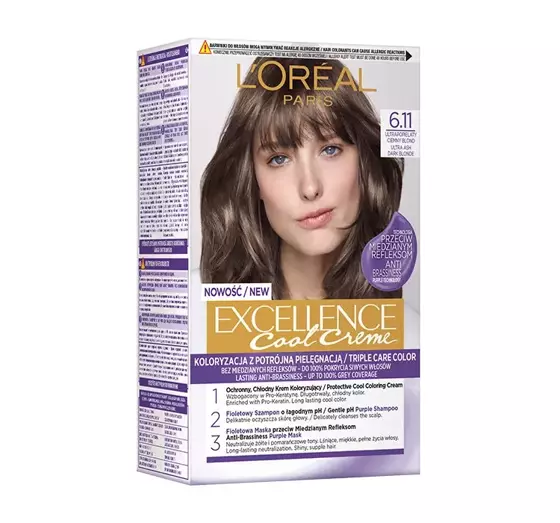 LOREAL EXCELLENCE COOL CREME 6.11 ULTRA ASH DARK BLONDE