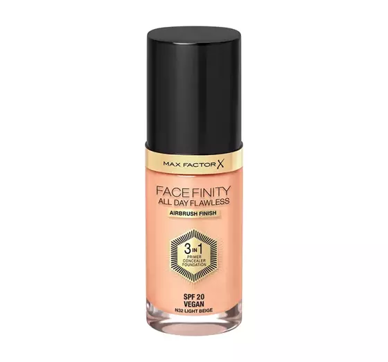 MAX FACTOR FACEFINITY ALL DAY FLAWLESS 3IN1 VEGAN FOUNDATION N32 LIGHT BEIGE 30ML 