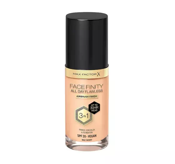 MAX FACTOR FACEFINITY ALL DAY FLAWLESS 3IN1 VEGAN FOUNDATION N42 IVORY 30ML 