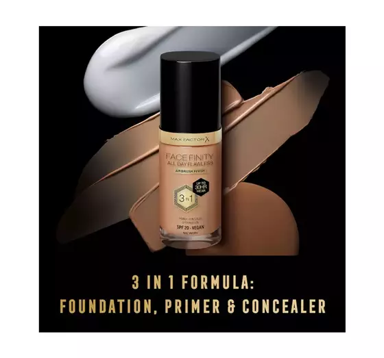 MAX FACTOR FACEFINITY ALL DAY FLAWLESS 3IN1 VEGAN FOUNDATION N42 IVORY 30ML 