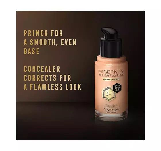 MAX FACTOR FACEFINITY ALL DAY FLAWLESS 3IN1 VEGAN FOUNDATION N75 GOLDEN 30ML 