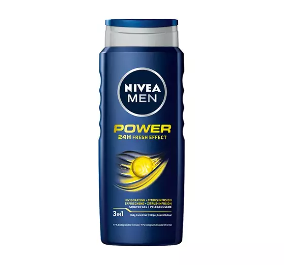 NIVEA MEN POWER FRESH SHOWER GEL FOR MEN FOR BODY FACE AND HAIR 500ML