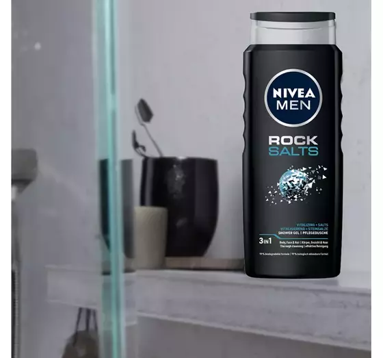 NIVEA MEN ROCK SALT SHOWER GEL WITH SALT FOR FACE HAIR BODY 500ML