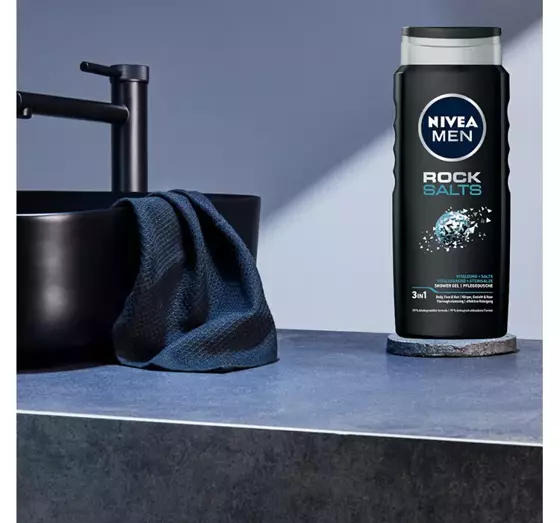 NIVEA MEN ROCK SALT SHOWER GEL WITH SALT FOR FACE HAIR BODY 500ML