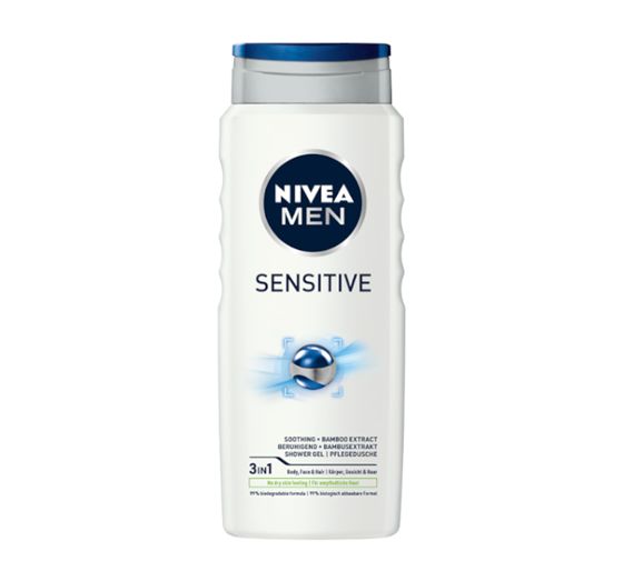 NIVEA MEN SENSITIVE SOOTHING SHOWER GEL FOR MEN FOR BODY, FACE AND HAIR 500ML